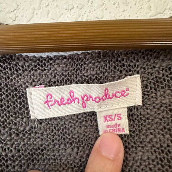 NWOT FRESH PRODUCE Long Sleeve Hooded Knit Sweater V-Neck in Taupe - Picture 6 of 9